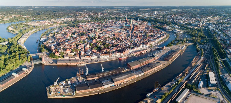Lübecker Altstadt Luftaufnahme der Altstadtinsel